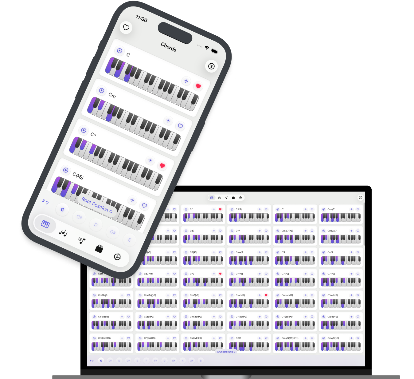 Screenshot der Akkordbibliothek
